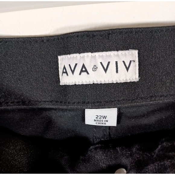 Ava & Viv Womens Black Zip Stretch Elastic Waist High Rise Skinny Jeans Size 22W - Picture 2 of 6